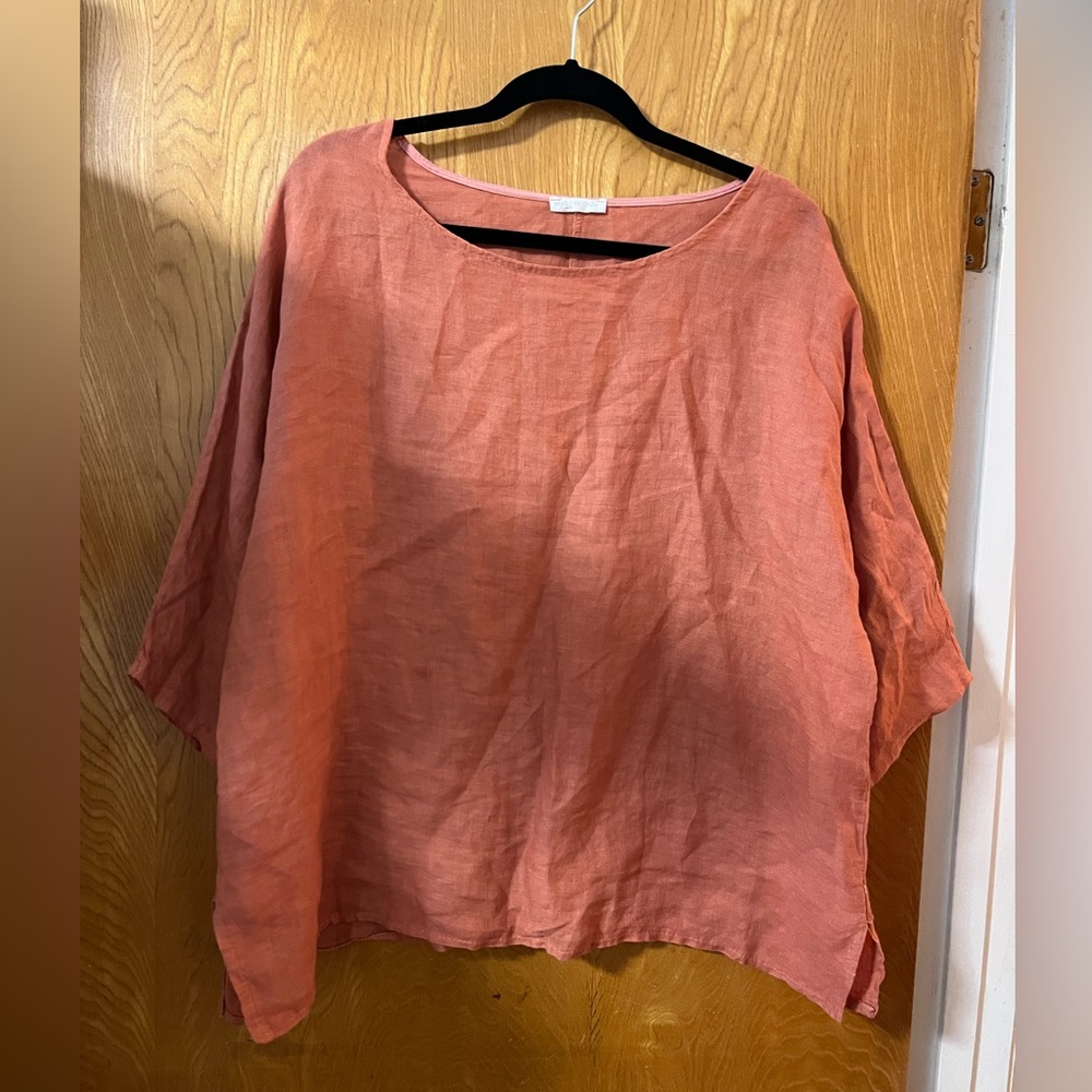 Unbranded Made in Italy Oversized rust Orange 3/4 Sleeve Tunic XL